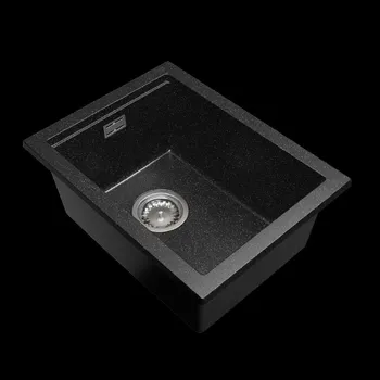 Granitový dřez Gamma Decor 3850, 1-komorový granitový dřez 380x500x207 mm, černá skvrnitá, GMA-ZLE000167