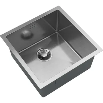 Granitový dřez Gamma Gamma, 1-komorový ocelový dřez 438x438x215 mm, broušená ocel, GMA-S4444-CH