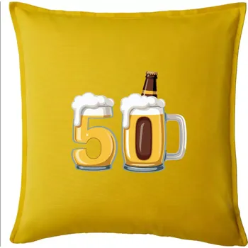 Polštář Padesátka v pivu s lahváčem - Polštář 50x50 - 50x50 - Pouze potah ( Žlutá )