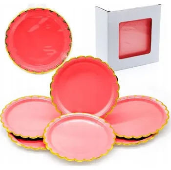 Talíř Papírové talířky narozeninové červeno-zlaté 18 cm