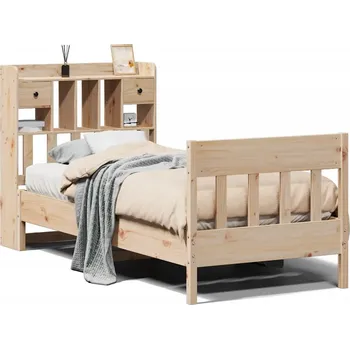 Postel Borovicová dřevěná postel s čelem a zásuvkami 228,5 x 96 x 110 cm