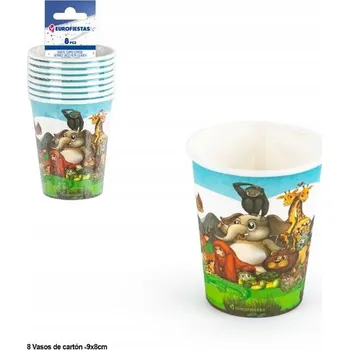 Party nádobí Papírové kelímky se kelímky ze zoo, 8 ks, na oslavu prvních narozenin