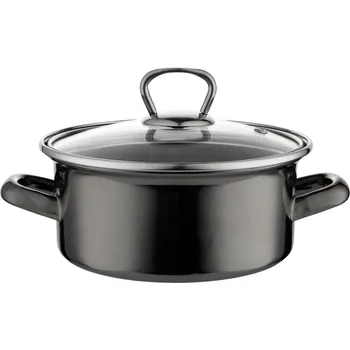 Hrnec Florina Smaltovaný hrnec s poklicí Metalico 1,4l černý