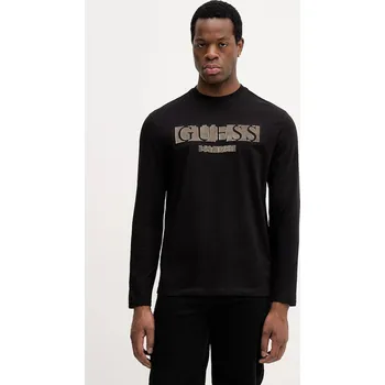 Pánská móda Bavlněné tričko s dlouhým rukávem Guess M5BI10.K8FQ4 černá 99X, vel. S