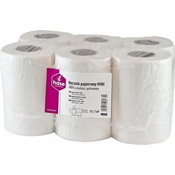 Papírový ručník Papírové utěrky HASE Mini 2vrstvé celulóza 50 metrů 6 rolí bílé