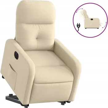Křeslo Zvedací masážní křeslo, elektrické, polohovací, krémové