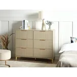 Komoda béžová MDF se 6 zásuvkami kovové nohy drážkované zásuvky moderní design ložnice obývací pokoj Beliani