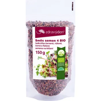 Semeno Zdravý den Směs semen na klíčení 4 BIO - ředkvičky červená, růžová, černá a fialová 150g