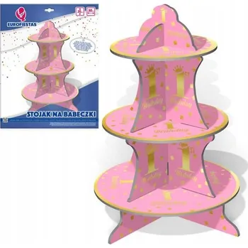 Party dekorace RŮŽOVÝ ETAŽÉR STOJAN NA DORTY MUFFINY PRVNÍ NAROZENINY HOLČIČKA