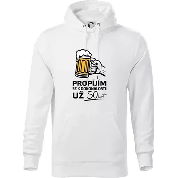 Pánská mikina Pivo - propíjím se už 50 let - Mikina pánská Cape s kapucí - 4XL ( Bílá )