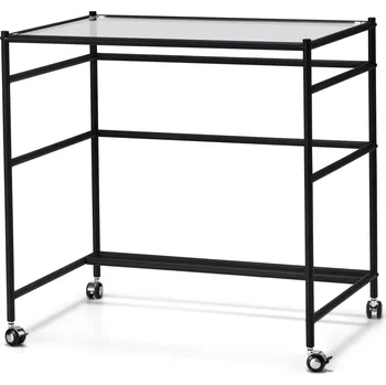 646620 - Tchibo - Skleněný psací stůl »Cn3« s kolečky - barva: černá