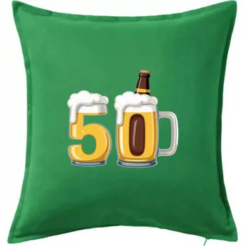 Polštář Padesátka v pivu s lahváčem - Polštář 50x50 - 50x50 - Pouze potah ( Středně zelená )