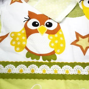 Bavlněné látky, metráž. Sovy Zelené na Bílém