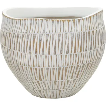 Květináč Květináč Stiky 26 cm zlatý/bílý