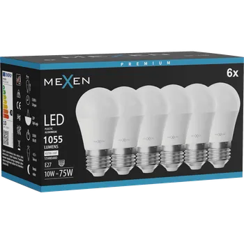 Žárovka Mexen Nova 6x LED žárovka E27, G45, 10W, Neutrální - 4000K, 1055 lm - L101-E27-1040-01x06 Żarówki LED