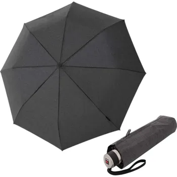 Deštník Knirps Chrome Matt Manual Melange Black - elegantní skládací deštník šedá 9580414119