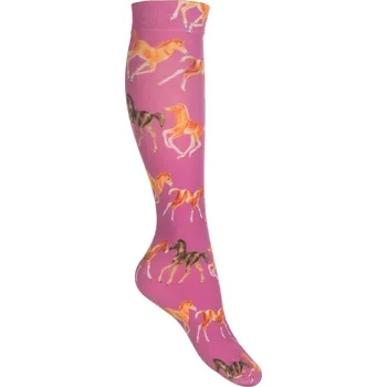 Jezdecké podkolenky HKM Pony Club, růžové, 30-35