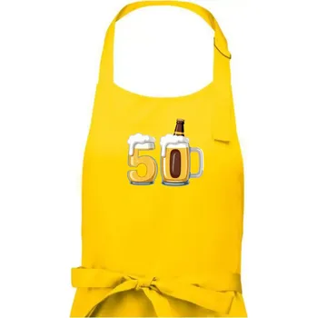 Kuchyňská zástěra Padesátka v pivu s lahváčem - Pánská zástěra na vaření - Univerzální velikost ( Žlutá )