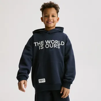 Dětská móda Reserved - Mikina s&nbsp;kapucí - tmavomodrá - 573HR-59X - 573HR-59X-122