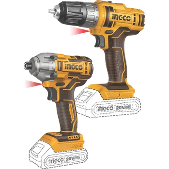 Ingco COSLI230708 sada AKU strojů - vrtací šroubovák a rázový utahovák vč. 2ks baterie a nabíječky COSLI230708
