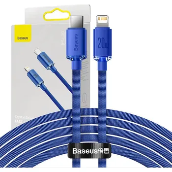 Datový kabel Baseus Crystal Shine kabel USB-C na Lightning, 20 W, PD, 2 m (modrý)