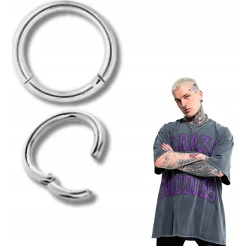 Náušnice Titanový kroužek segmentový CLICKER stříbrný 1,0/6
