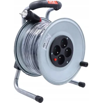 Napájecí kabel Prodlužovací Kabel na bubnu Pce 50 m, 4 ks, šedý