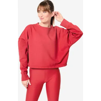 Dámská mikina DOMYOS Dámská fitness crop mikina pohodlná pružná 2XL RŮŽOVÁ|ČERVENÁ