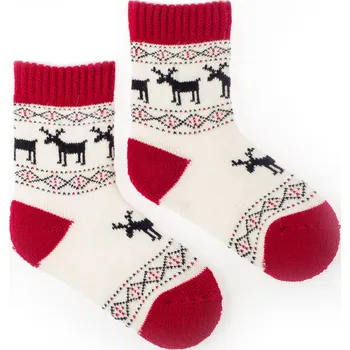 Dámské ponožky Dětské vlněné ponožky Vlnáč Sobí stádo červený L (32-34)