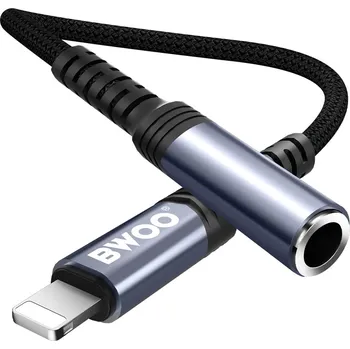 Audio redukce BWOO BZ48 audio adaptér / redukce Apple Lightning / 3,5mm jack / 10cm / černá