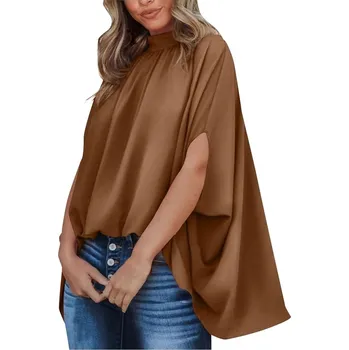 Dámská halenka Elegantní halenka Dámský svetr Saténový krátký rukáv XL