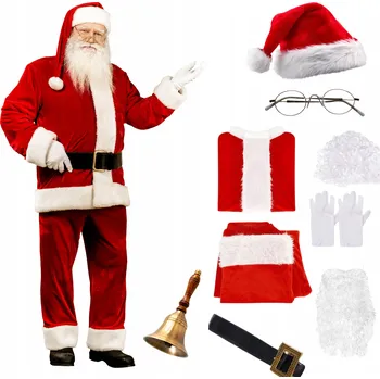 Karnevalový kostým KOSTÝM SVATÉHO MIKULÁŠE Velurový kostým SADA 9 PRVKŮ VELIKOST XL