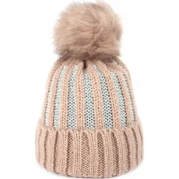 Pokrývka hlavy Teplá dámská čepice s bambulí Art of Polo cz21307-2 růžovo-stříbrná mohér