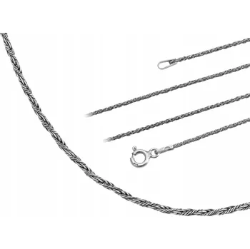 Řetízek Dlouhý Stříbrný Oxidovaný Pletený Řetízek Liščí Ocas 1,1mm Ozdobný 65cm
