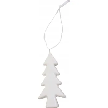 Vánoční dekorace Keramická ozdoba na stromeček - bílá vánoční stromeček 3,4×1,6×7,7 cm - vánoční dekorace