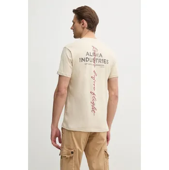 Bavlněné tričko Alpha Industries 148516 béžová 08X, vel. L