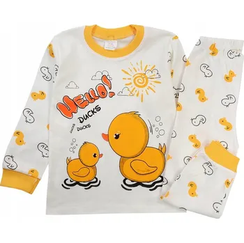 Dámské noční prádlo PYŽAMO SOUPRAVA dlouhý rukáv dlouhé kalhoty BAVLNA KAČERKY 5 J201E