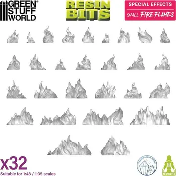 Plastikový model 3D Printed Set Small Fire Flames – 3D tištěné malé plameny (24 ks)