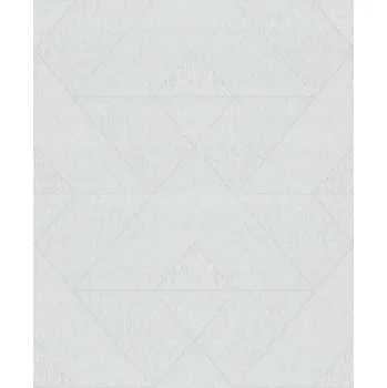Tapeta Tapeta s geometrickým motivem trojúhelníků, odstíny šedé, bílá a perleťová