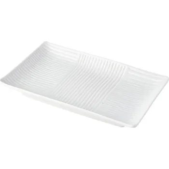 Talíř Servírovací talíř LINES WHITE 21 x 13 cm, bílá, keramika, MIJ
