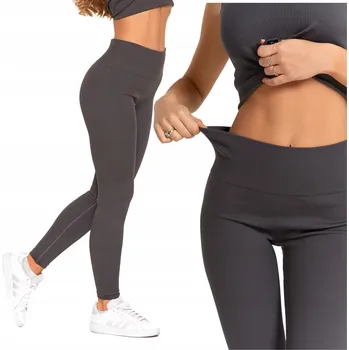 Dámské oblečení Dámské sportovní legíny s vysokým pasem, neprůhledné, žebrované, pohodlné MORAJ S/M