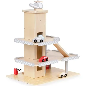 garáž Velká dřevěná autodráha garáž parkoviště s výtahem + autíčka