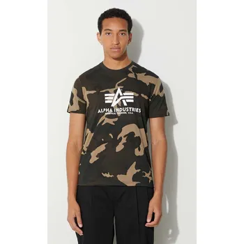 Pánské oblečení Bavlněné tričko Alpha Industries Basic T-Shirt Camo, XL, zelená, 97X
