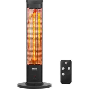 Průmyslové topidlo Infračervený ohřívač VEVOR, elektrický ohřívač s dálkovým ovládáním 2000 W, terasový ohřívač se 3 rychlostmi, časovačem a ochranou proti převrácení, venkovní/exteriérový, do ložnice, studia, na verandu, do jídelny, do studia, stojan