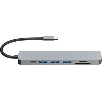 USB hub Dokovací stanice USB-C 3.2 HUB 3x USB HDMI čtečka paměťových karet SD microSD