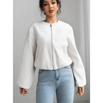 Moto bunda SHEIN SVĚTLE BÉŽOVÁ BUNDA NA ZIP (XS)