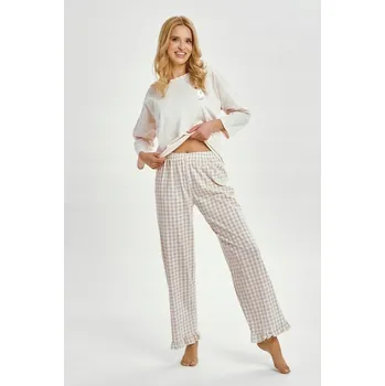 Dámské pyžamo Taro dámské pyžamo bavlna béžové barvy, velikost M