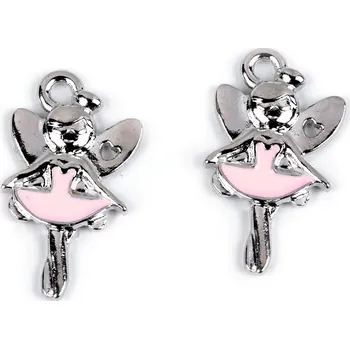 Přívěsek Kovový přívěsek / taháček na zip duha, mráček, deštník, srdce, vejce, víla, malé, 7 růžová sv. víla