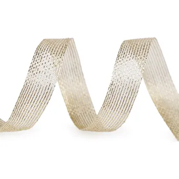 Stuha Dekorační stuha s lurexem šíře 15 mm síťovaná, malé, 2 zlatá sv.