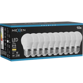 Žárovka Mexen Nova 10x žárovka LED E27, G45, 3W, Teplá - 3000K, 315 lm - L101-E27-0330-01x10 Żarówki LED